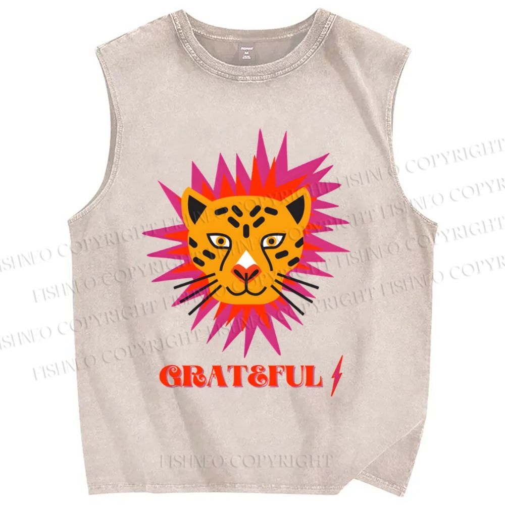 Unisex Leopard Printed Washed Tank Top