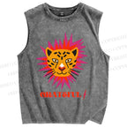Unisex Leopard Printed Washed Tank Top