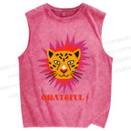 Unisex Leopard Printed Washed Tank Top