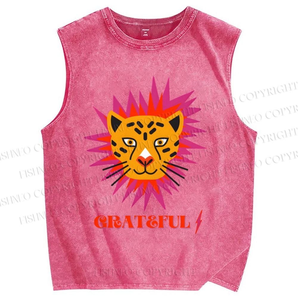 Unisex Leopard Printed Washed Tank Top