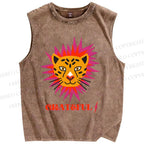 Unisex Leopard Printed Washed Tank Top