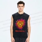 Unisex Leopard Printed Washed Tank Top