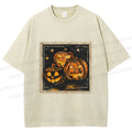 Unisex Halloween Stamp Evil Pumpkin Printed Washed Tee