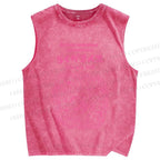 Unisex Japanese Graffiti Printed Washed Tank Top