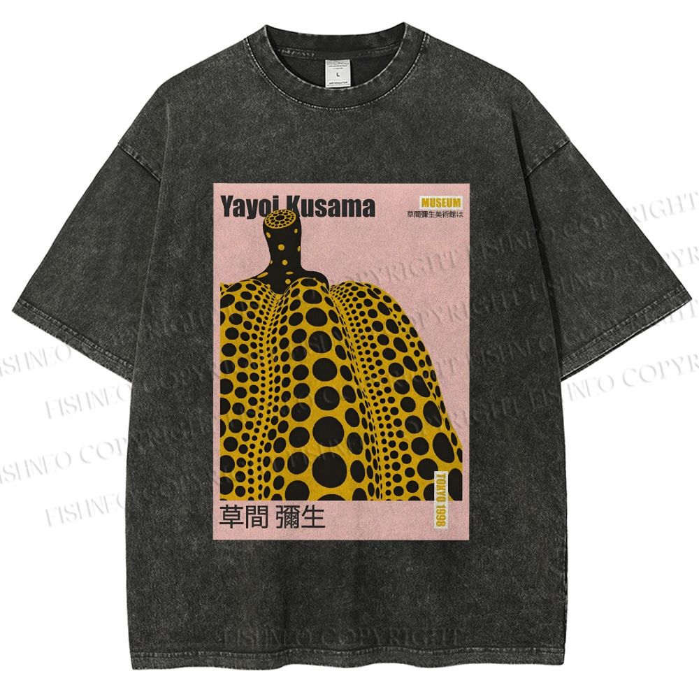 Unisex Yayoi Kusama Pumpkin Printed Washed Tee
