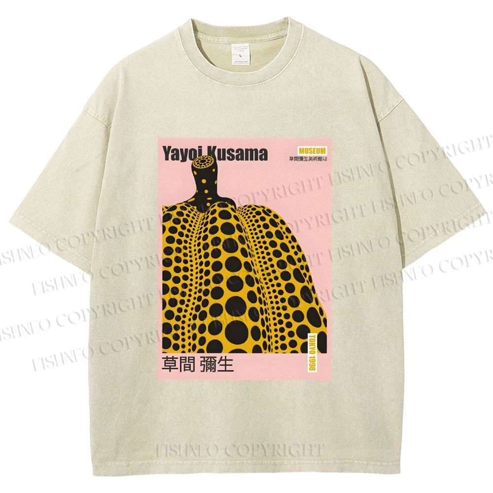 Unisex Yayoi Kusama Pumpkin Printed Washed Tee