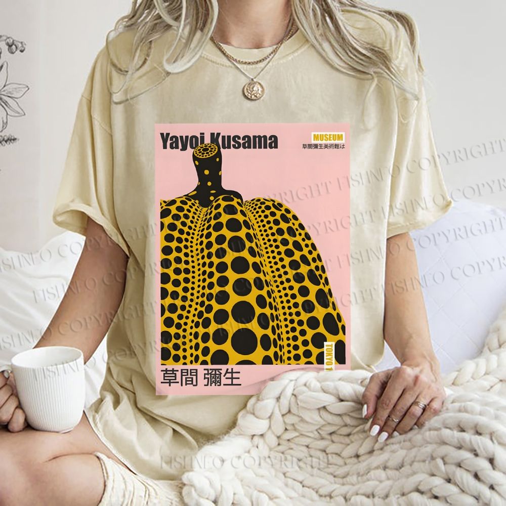 Unisex Yayoi Kusama Pumpkin Printed Washed Tee
