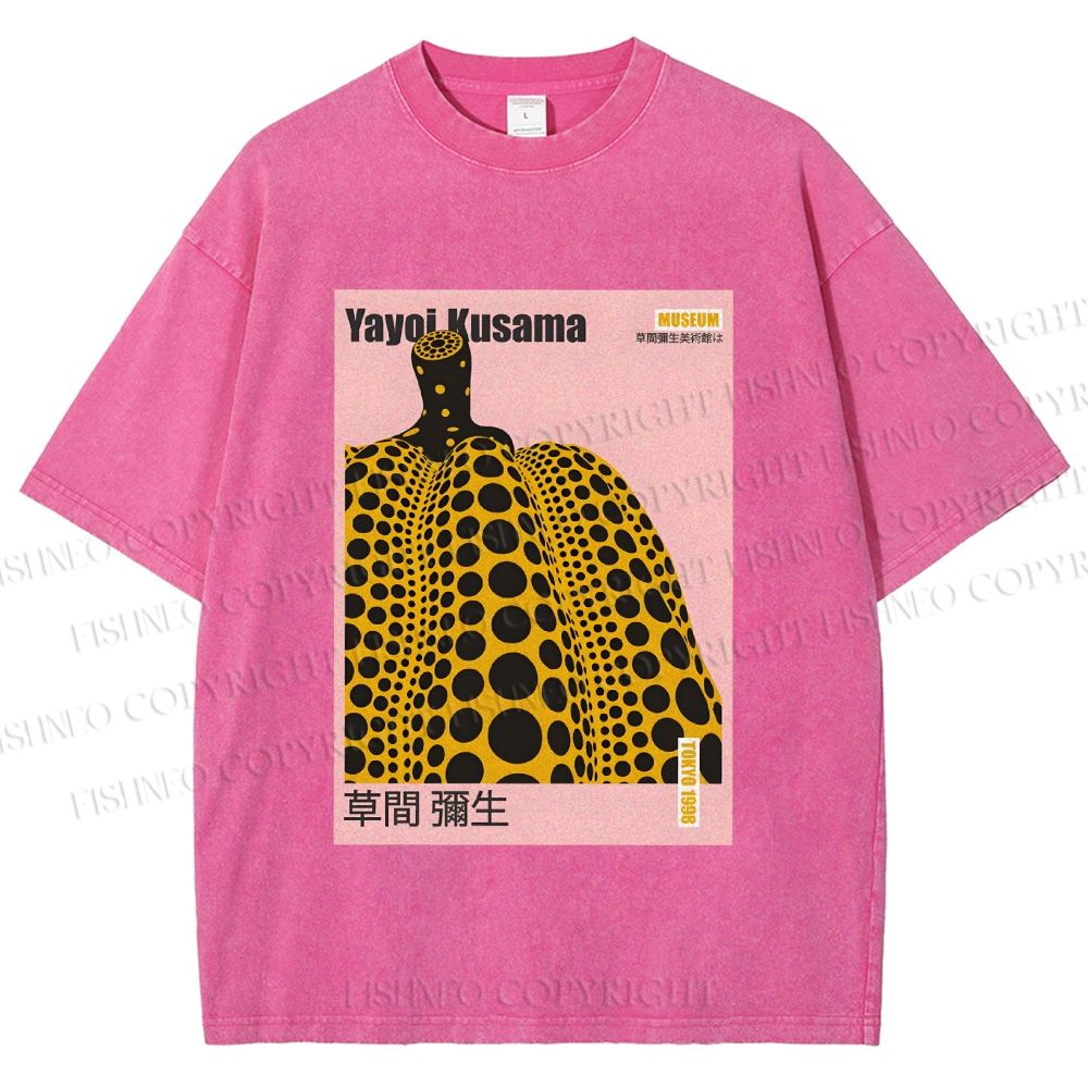 Unisex Yayoi Kusama Pumpkin Printed Washed Tee