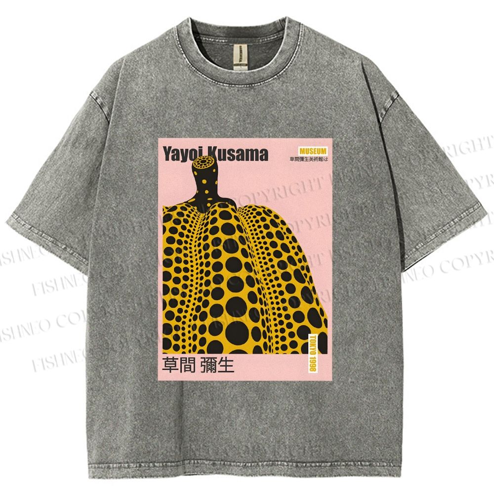 Unisex Yayoi Kusama Pumpkin Printed Washed Tee