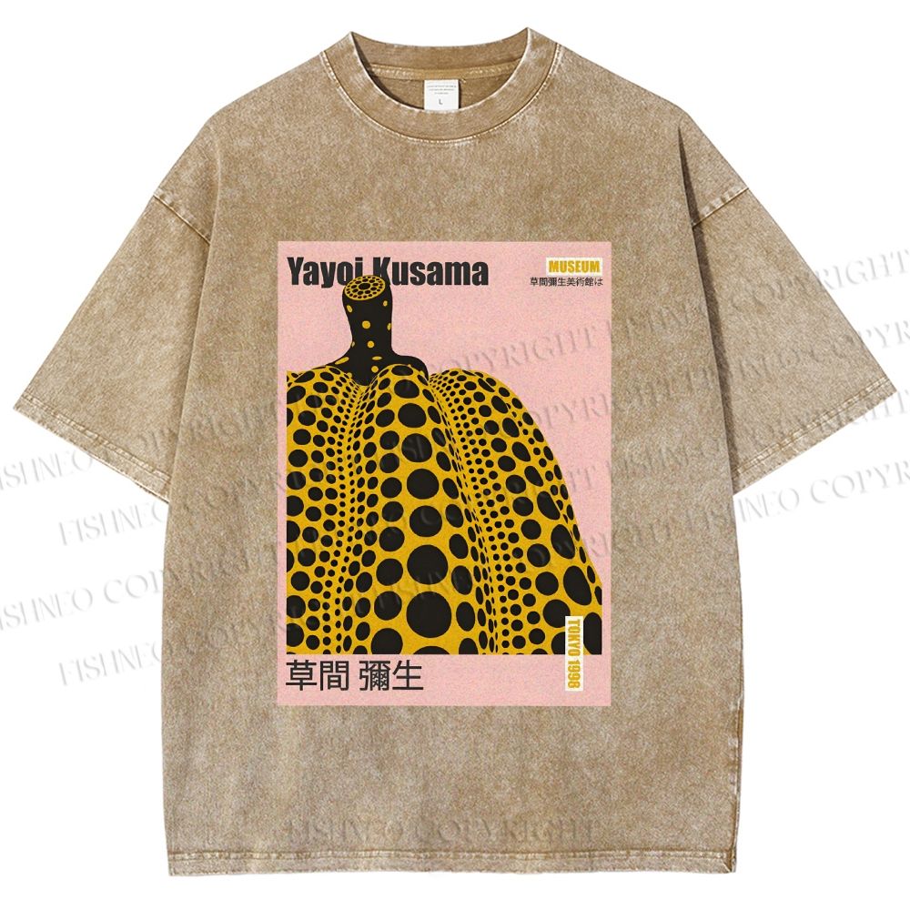 Unisex Yayoi Kusama Pumpkin Printed Washed Tee