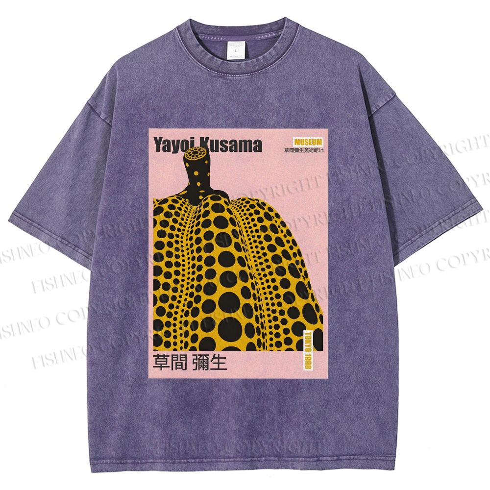 Unisex Yayoi Kusama Pumpkin Printed Washed Tee