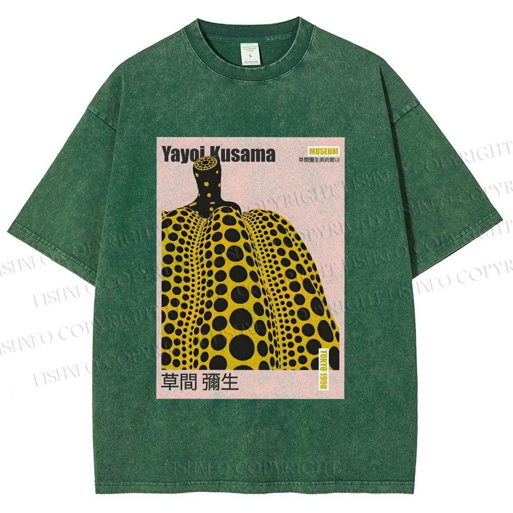 Unisex Yayoi Kusama Pumpkin Printed Washed Tee