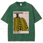 Unisex Yayoi Kusama Pumpkin Printed Washed Tee