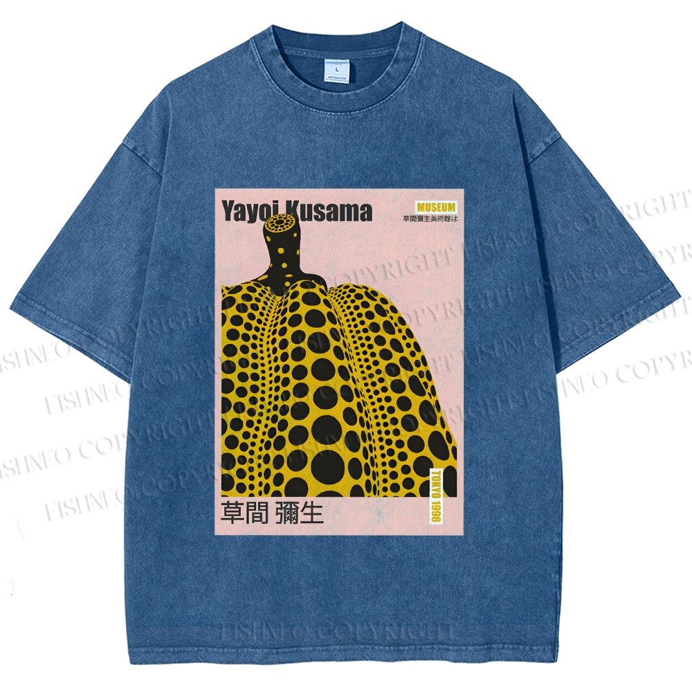 Unisex Yayoi Kusama Pumpkin Printed Washed Tee