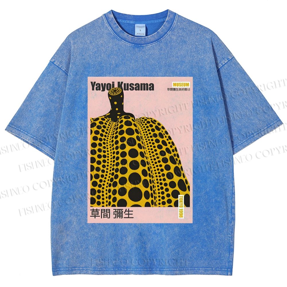 Unisex Yayoi Kusama Pumpkin Printed Washed Tee