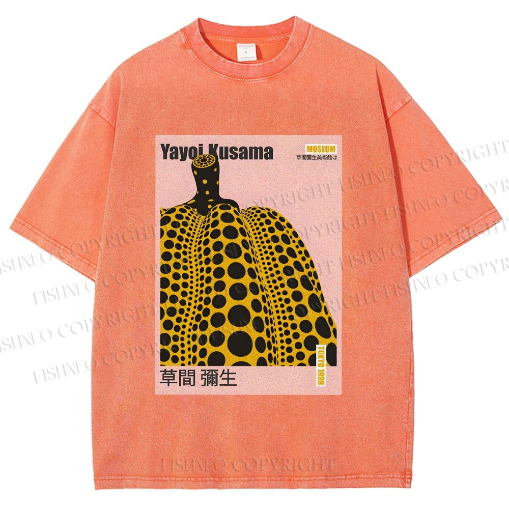 Unisex Yayoi Kusama Pumpkin Printed Washed Tee