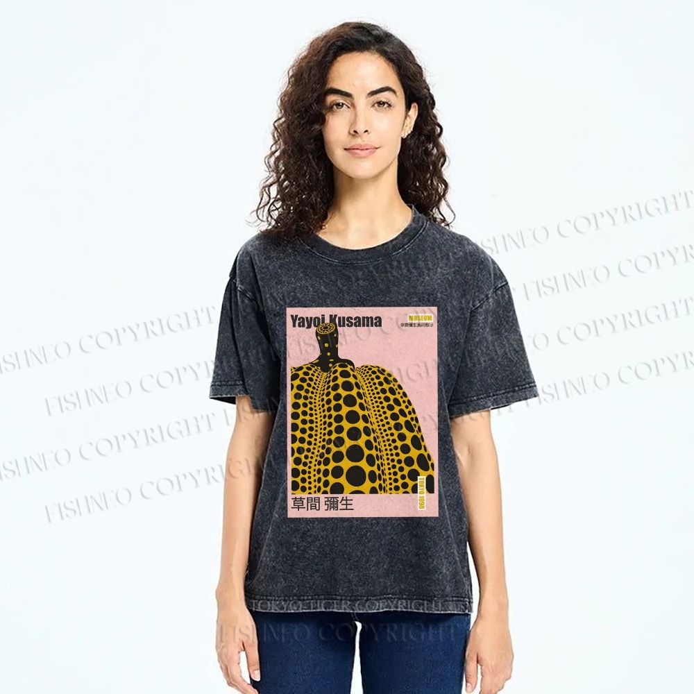 Unisex Yayoi Kusama Pumpkin Printed Washed Tee