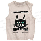 Unisex Jazz Cat Printed Washed Tank Top