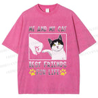 Unisex Me And My Cat Best Friends Printed Washed Tee