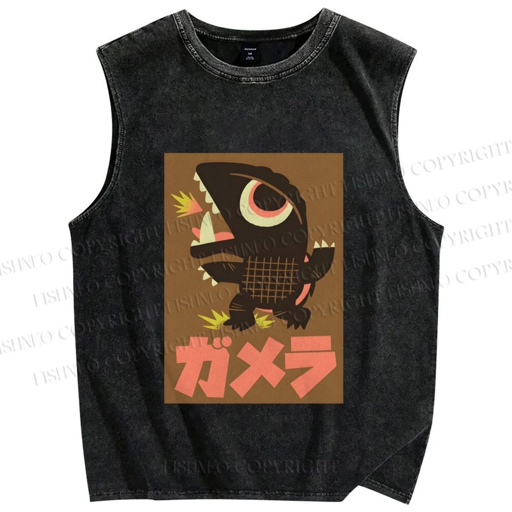 Unisex Monster Printed Washed Tank Top