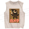 Unisex Monster Printed Washed Tank Top