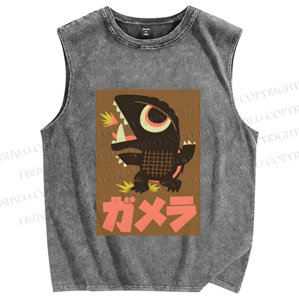 Unisex Monster Printed Washed Tank Top