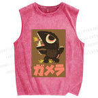 Unisex Monster Printed Washed Tank Top