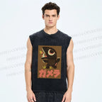 Unisex Monster Printed Washed Tank Top