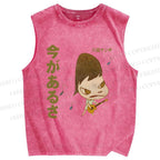Unisex Yoshitomo Nara Printed Washed Tank Top
