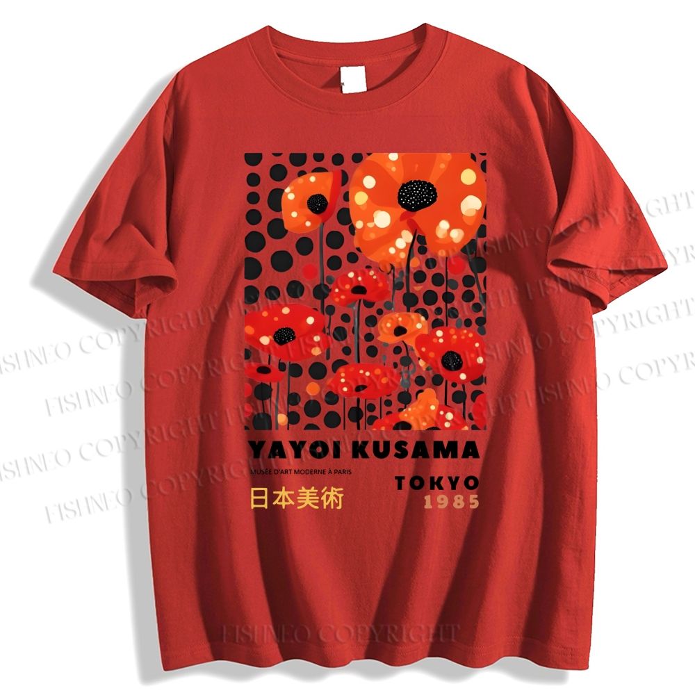 Unisex Japanese Yayoi Kusama Flower Classic Cotton T-shirt