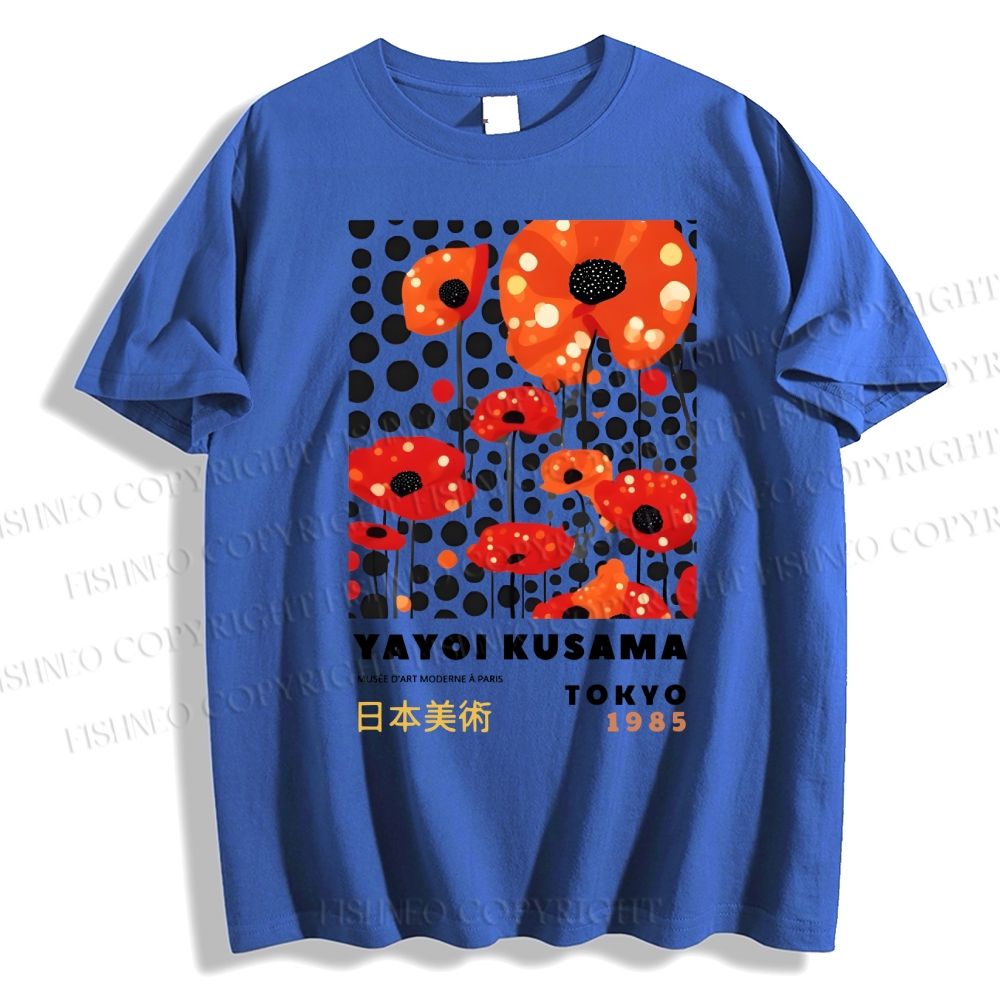 Unisex Japanese Yayoi Kusama Flower Classic Cotton T-shirt