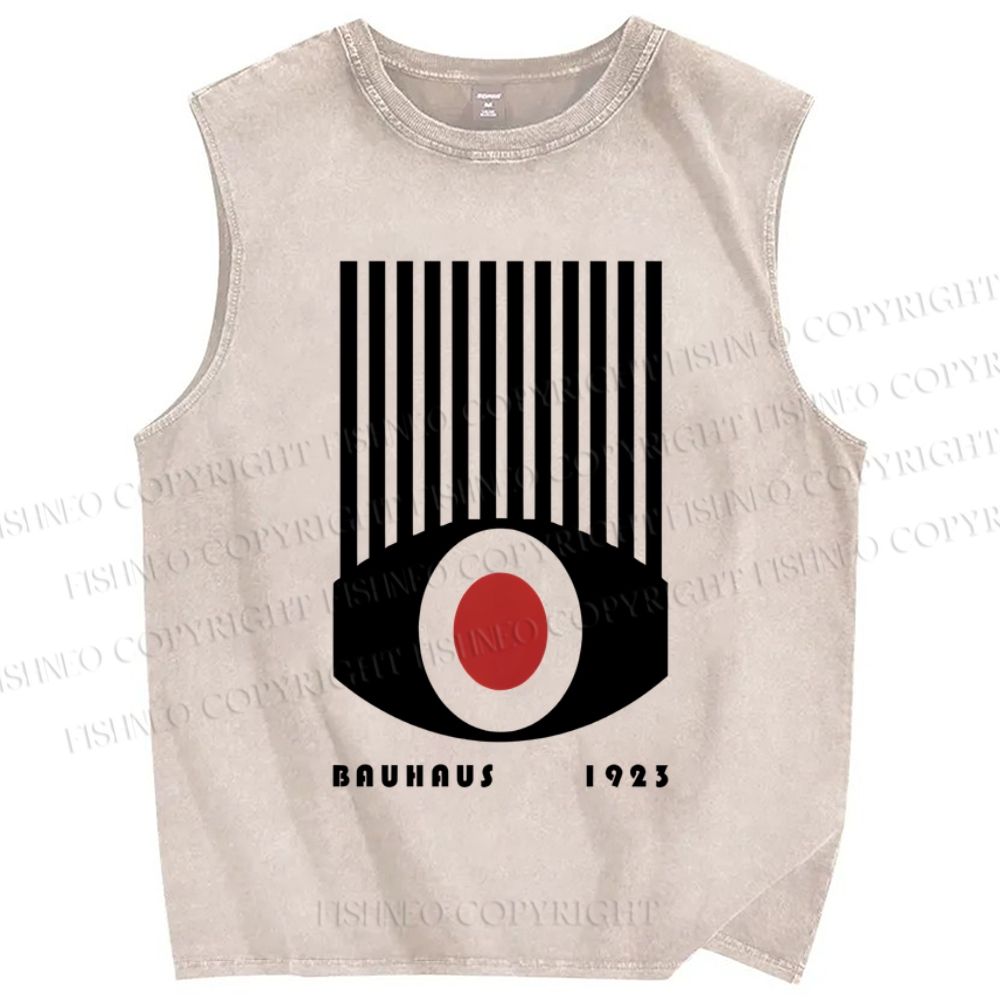Unisex Artistic Geometric Eyes Printed Washed Tank Top