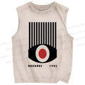 Unisex Artistic Geometric Eyes Printed Washed Tank Top