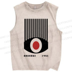 Unisex Artistic Geometric Eyes Printed Washed Tank Top