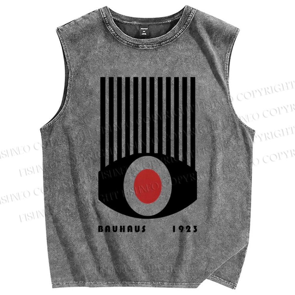 Unisex Artistic Geometric Eyes Printed Washed Tank Top