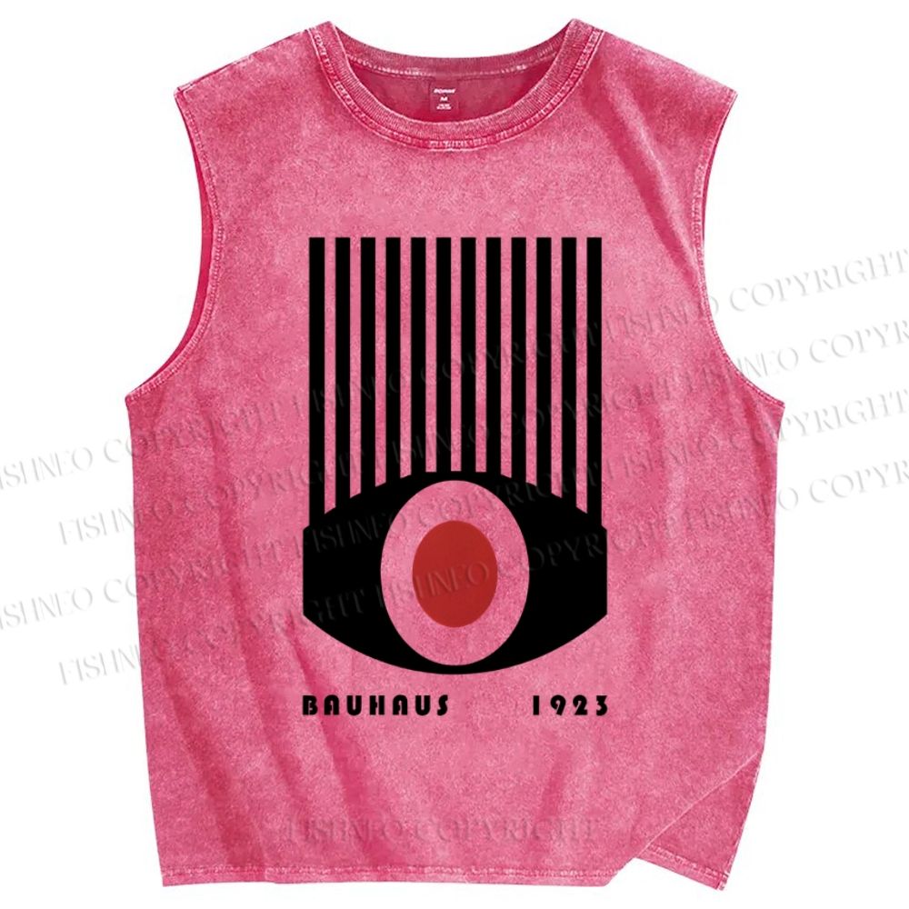 Unisex Artistic Geometric Eyes Printed Washed Tank Top