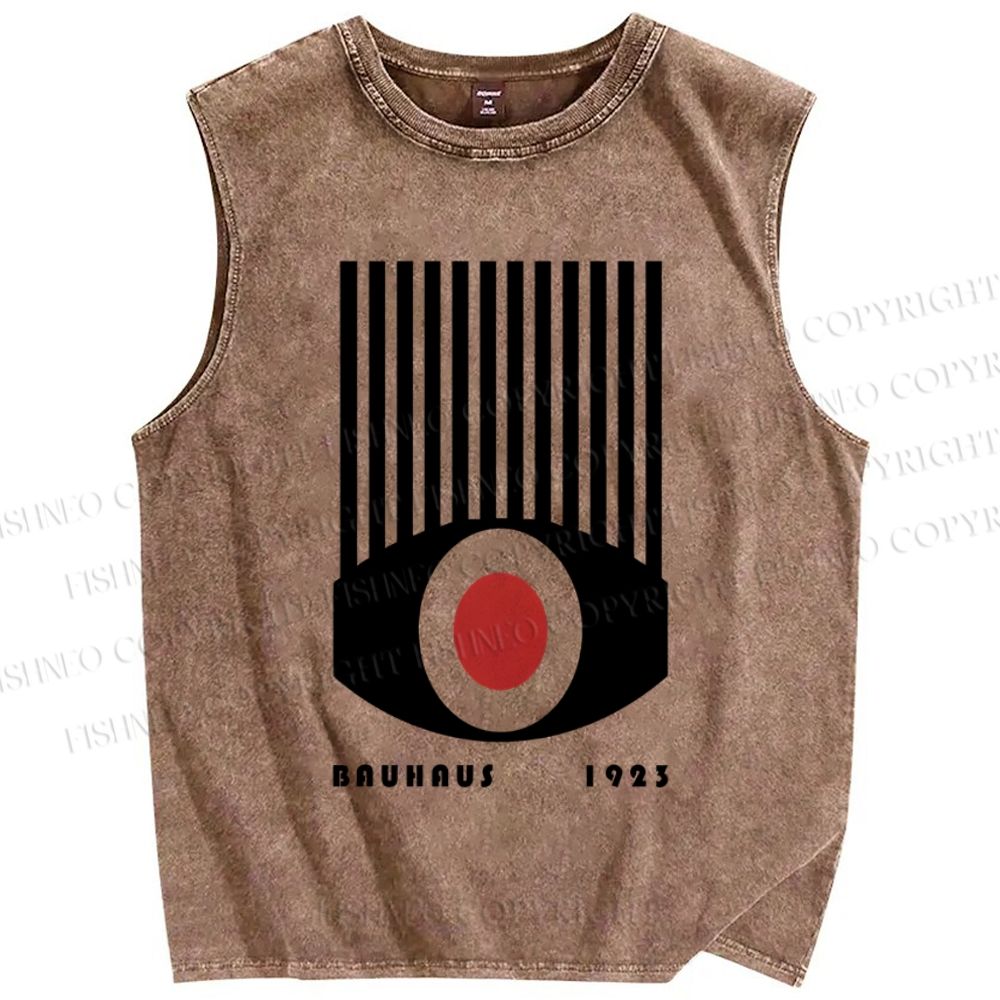 Unisex Artistic Geometric Eyes Printed Washed Tank Top