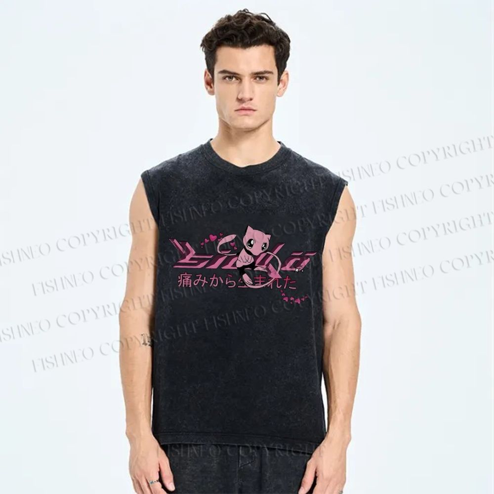 Unisex Pain Printed Washed Tank Top