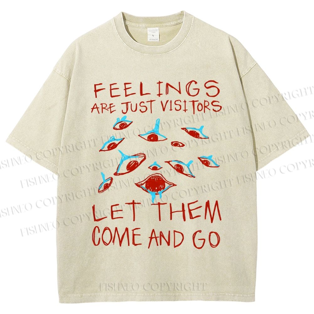 Unisex Artistic Abstract Eyes Printed Washed Tee