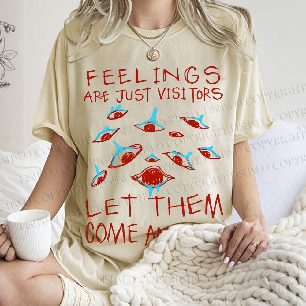 Unisex Artistic Abstract Eyes Printed Washed Tee