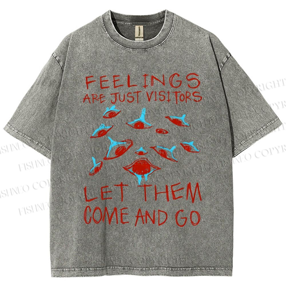 Unisex Artistic Abstract Eyes Printed Washed Tee