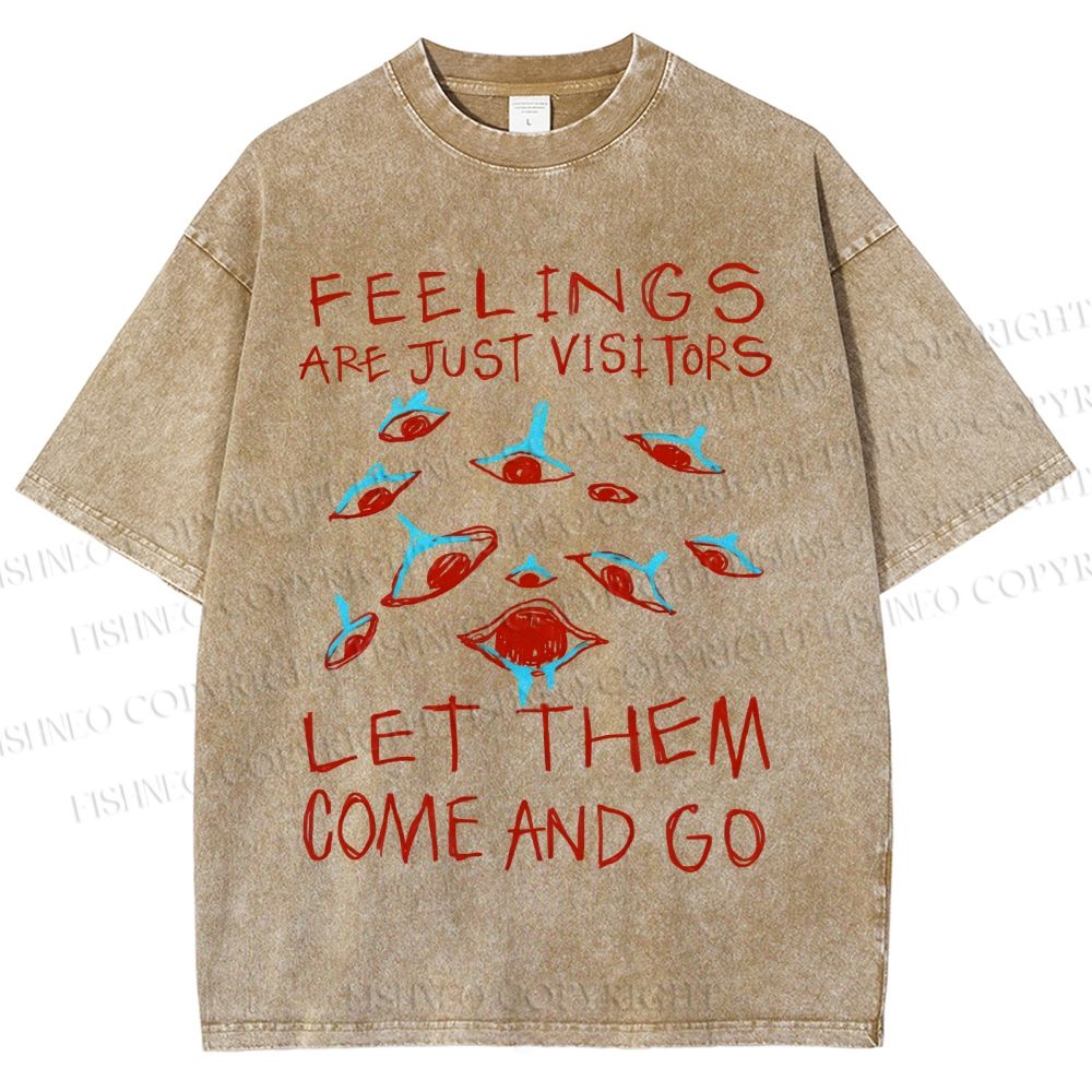 Unisex Artistic Abstract Eyes Printed Washed Tee