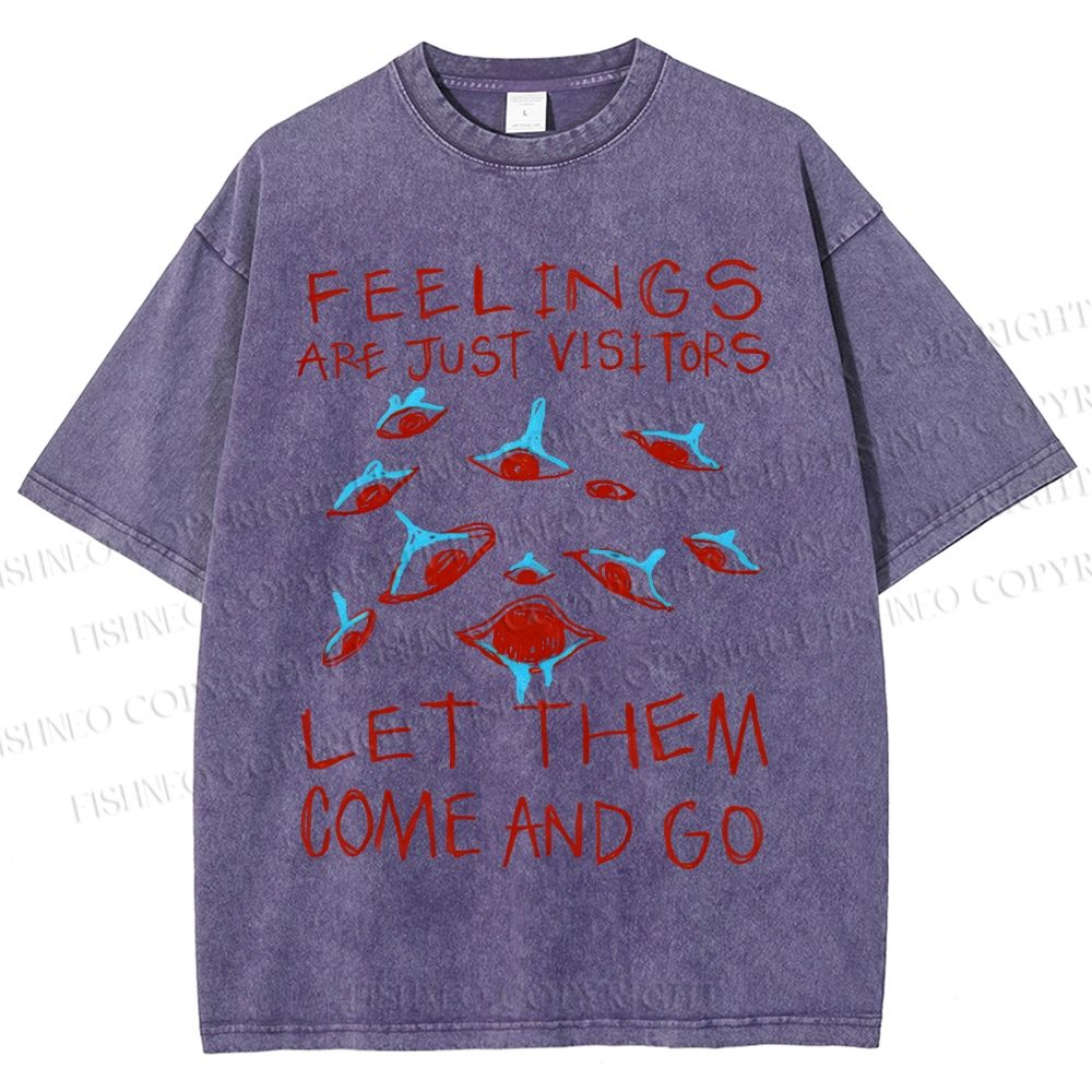Unisex Artistic Abstract Eyes Printed Washed Tee