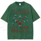 Unisex Artistic Abstract Eyes Printed Washed Tee