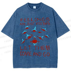 Unisex Artistic Abstract Eyes Printed Washed Tee