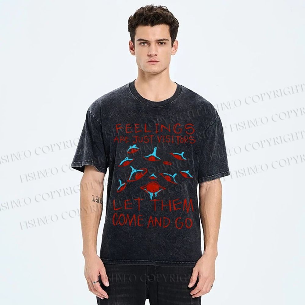 Unisex Artistic Abstract Eyes Printed Washed Tee