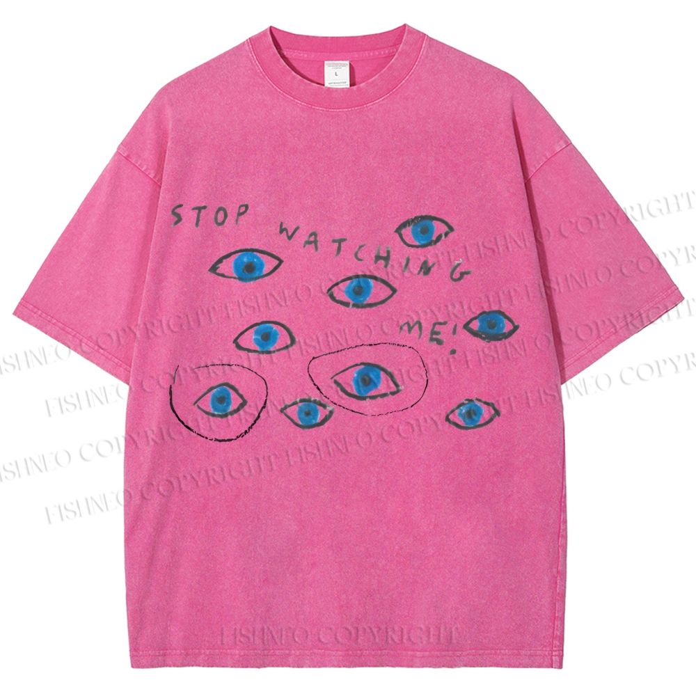 Unisex Artistic Abstract Eyes Printed Washed Tee