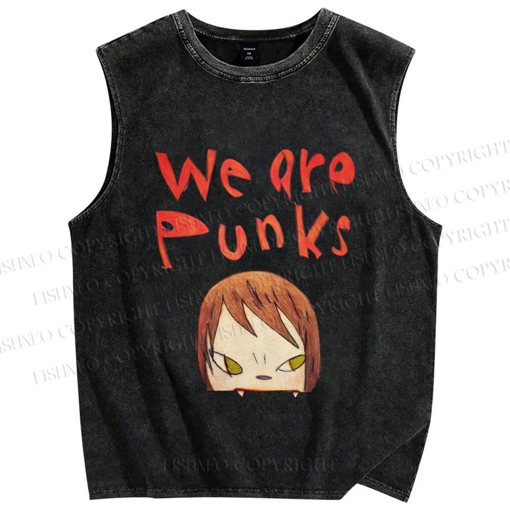 Unisex Yoshitomo Nara Printed Washed Tank Top