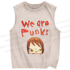 Unisex Yoshitomo Nara Printed Washed Tank Top