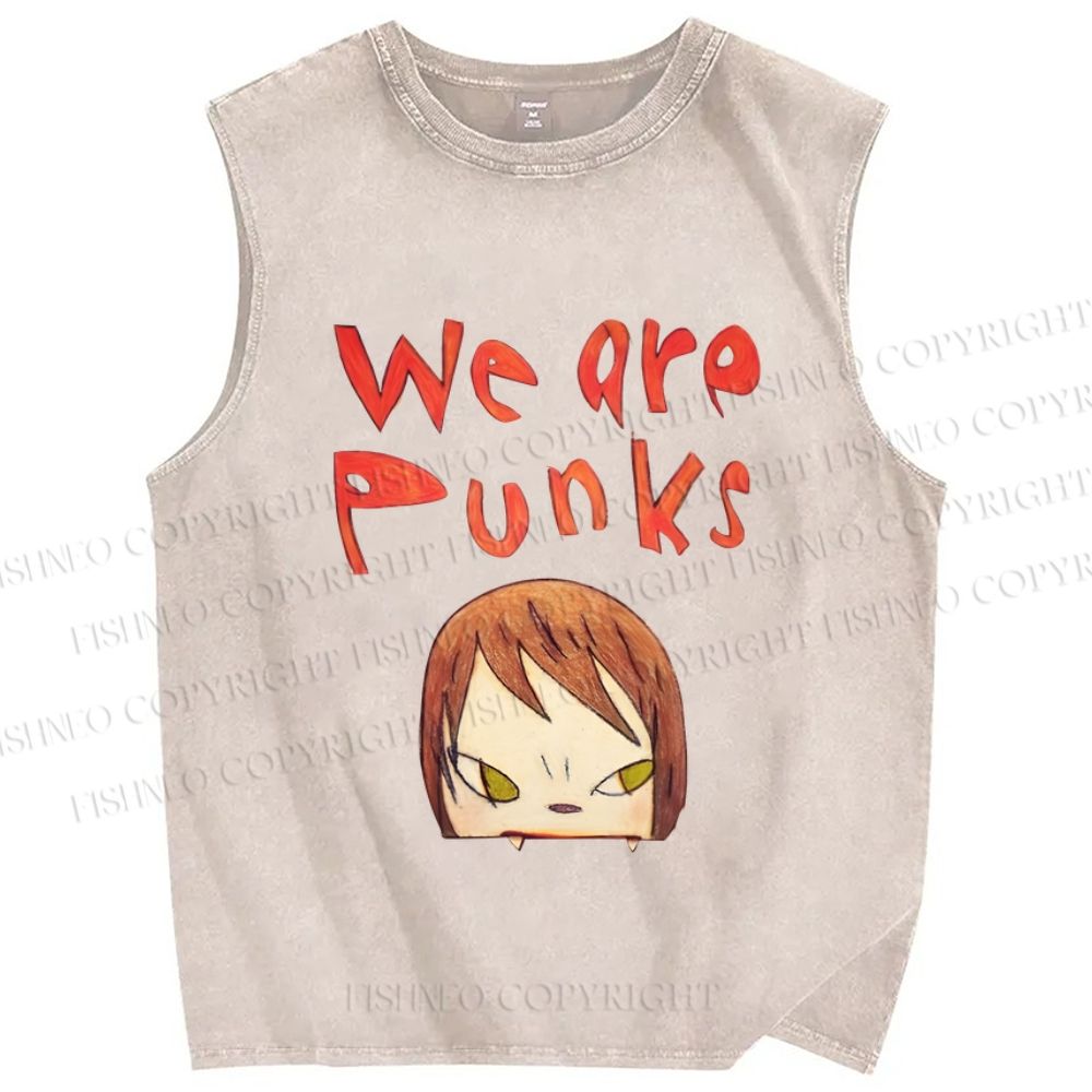 Unisex Yoshitomo Nara Printed Washed Tank Top